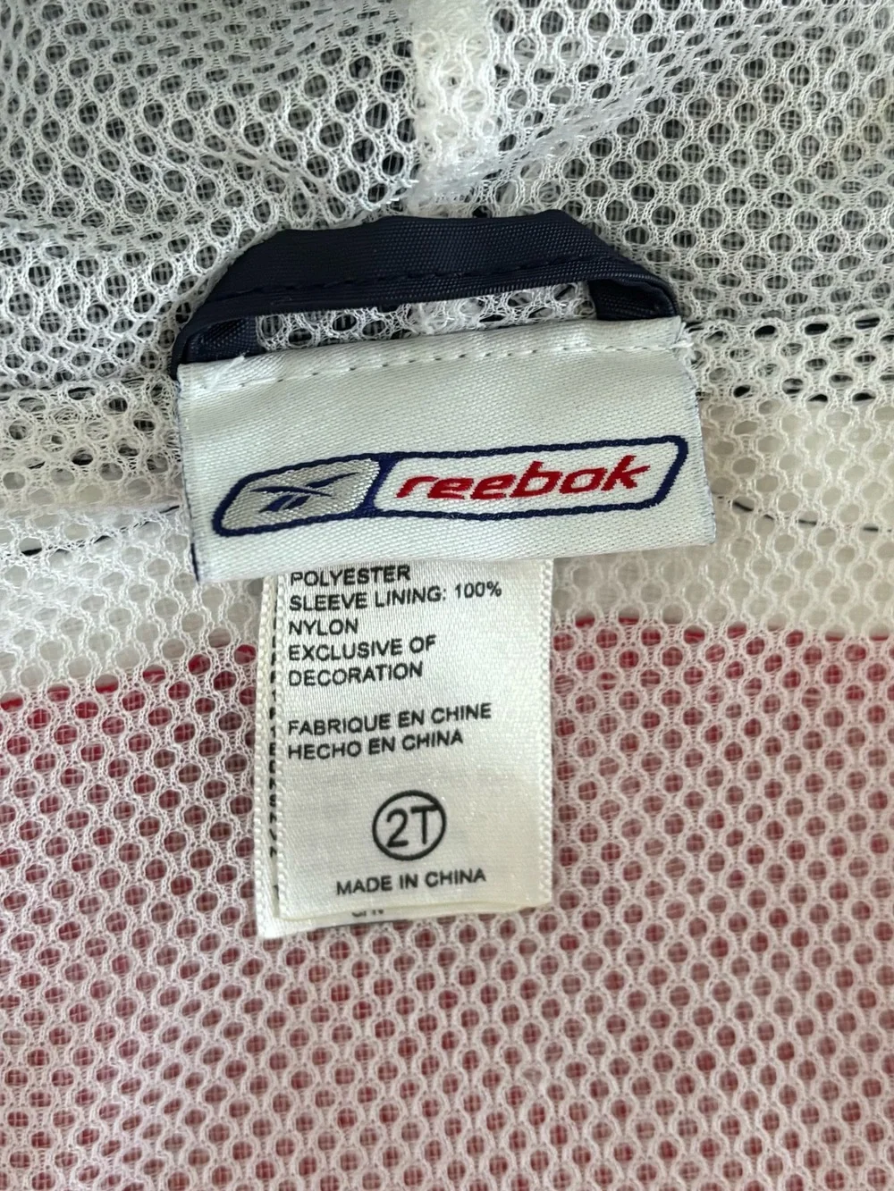 Reebok Kids Waterproof Hooded Jacket Size 2T Red White Blue Polyvinyl Pockets